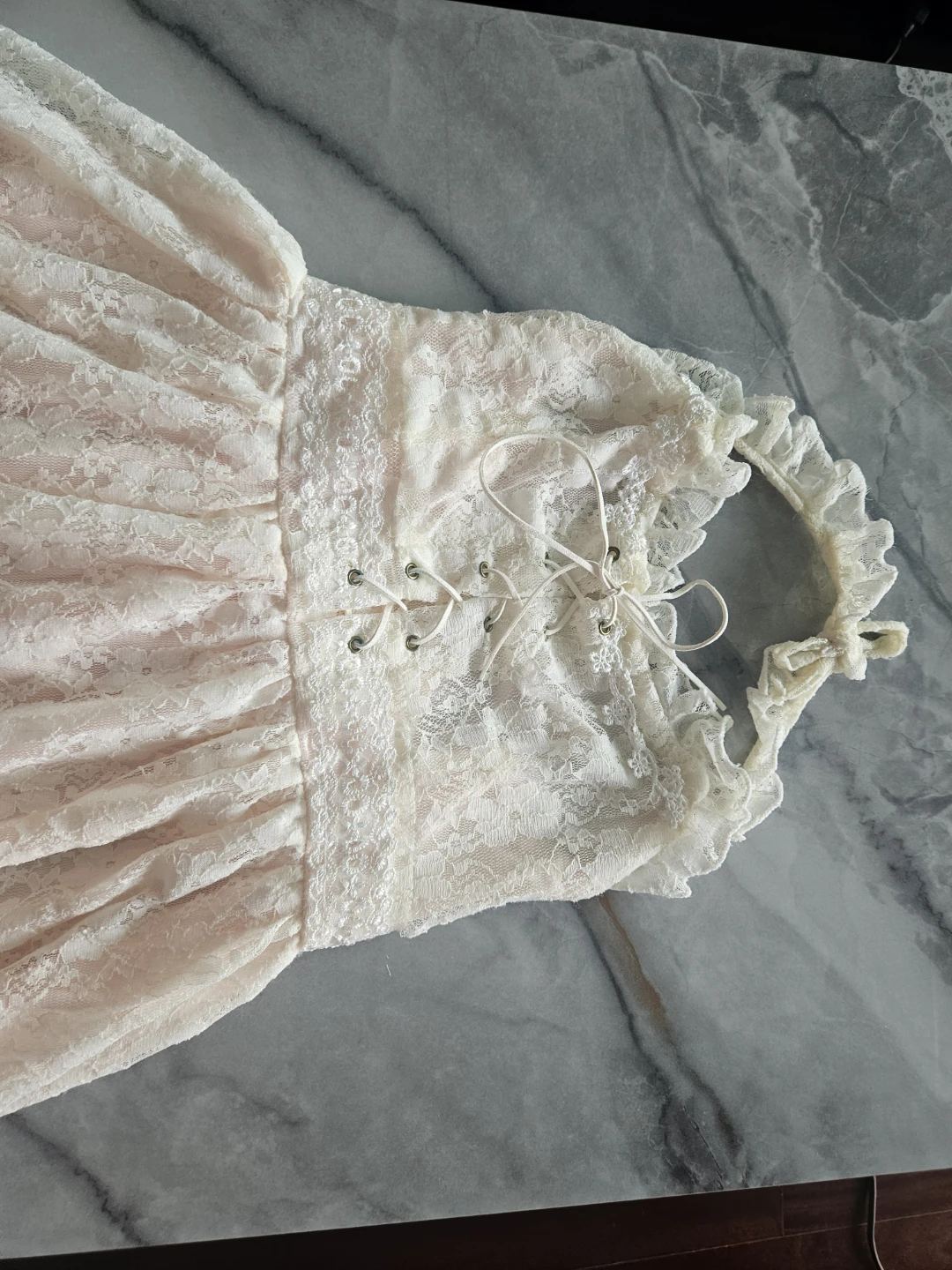 Kawaii Japanese style Lace Halter Dress with Ruffled Neckline - photo 2