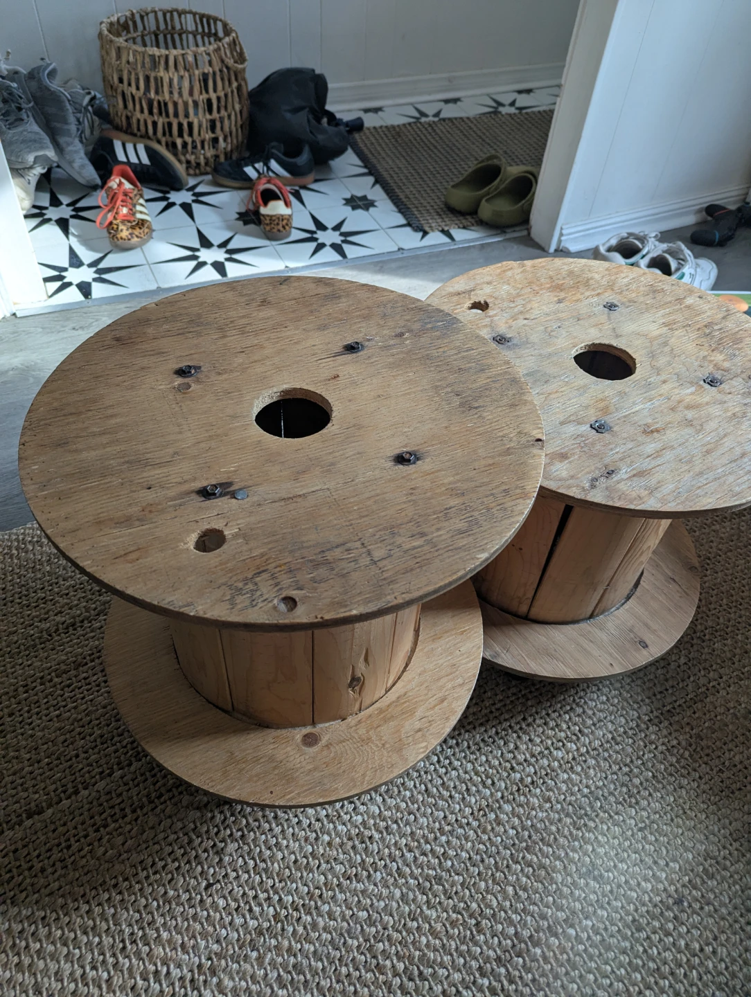 Wooden Cable Spool Side Tables - photo 3