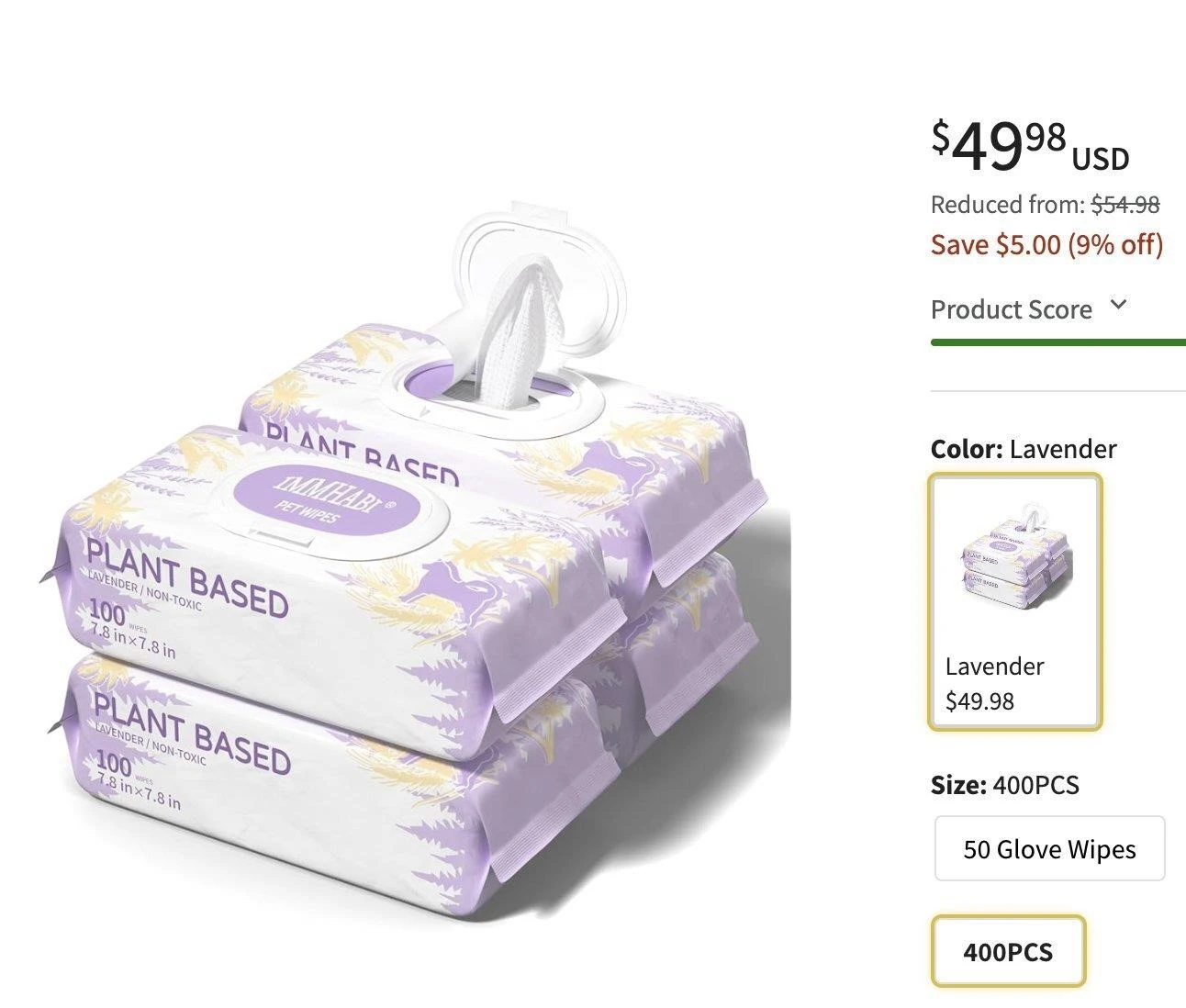 Immhbi Pet Wipes - Lavender, 400 Count