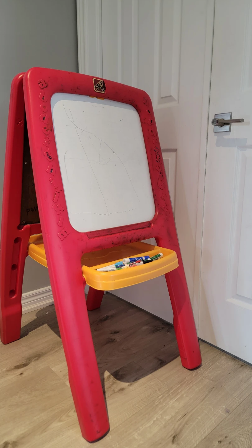 Two-sided easel metal dry-erase board and chalkboard - photo 2