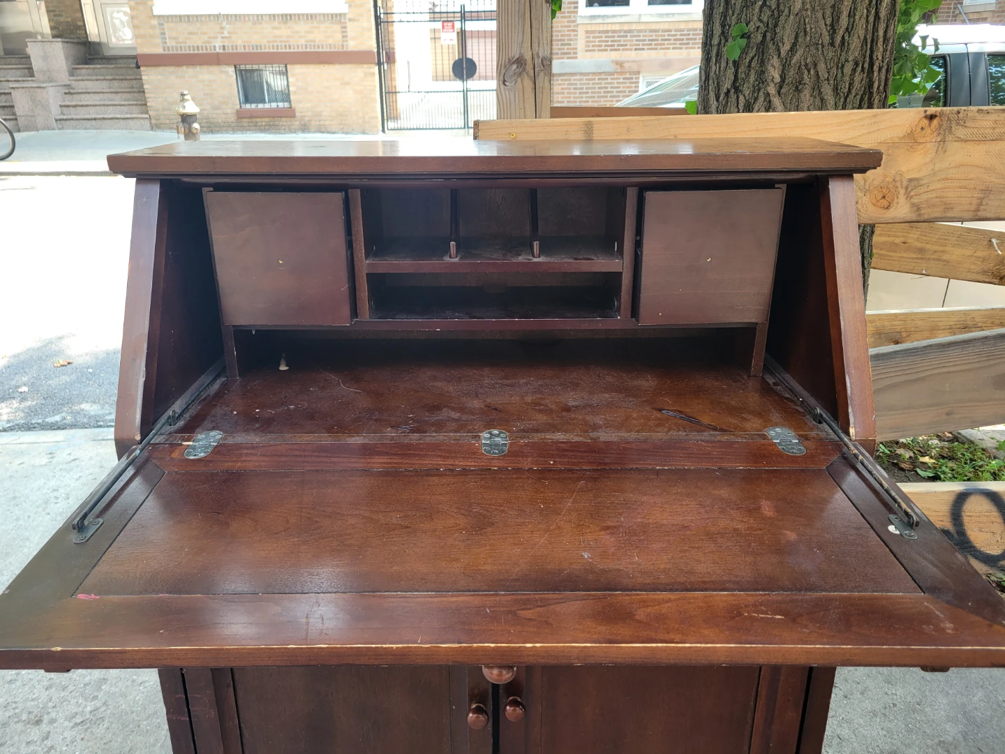 Vintage Wooden Secretary Desk with Cabinet (dresser) - photo 3