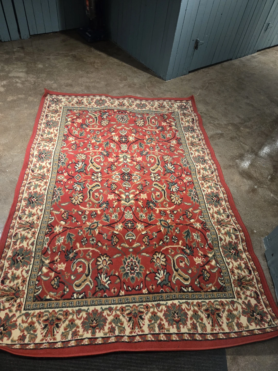 Red Persian-Style Area Rug with Skull Accent Rug - photo 2