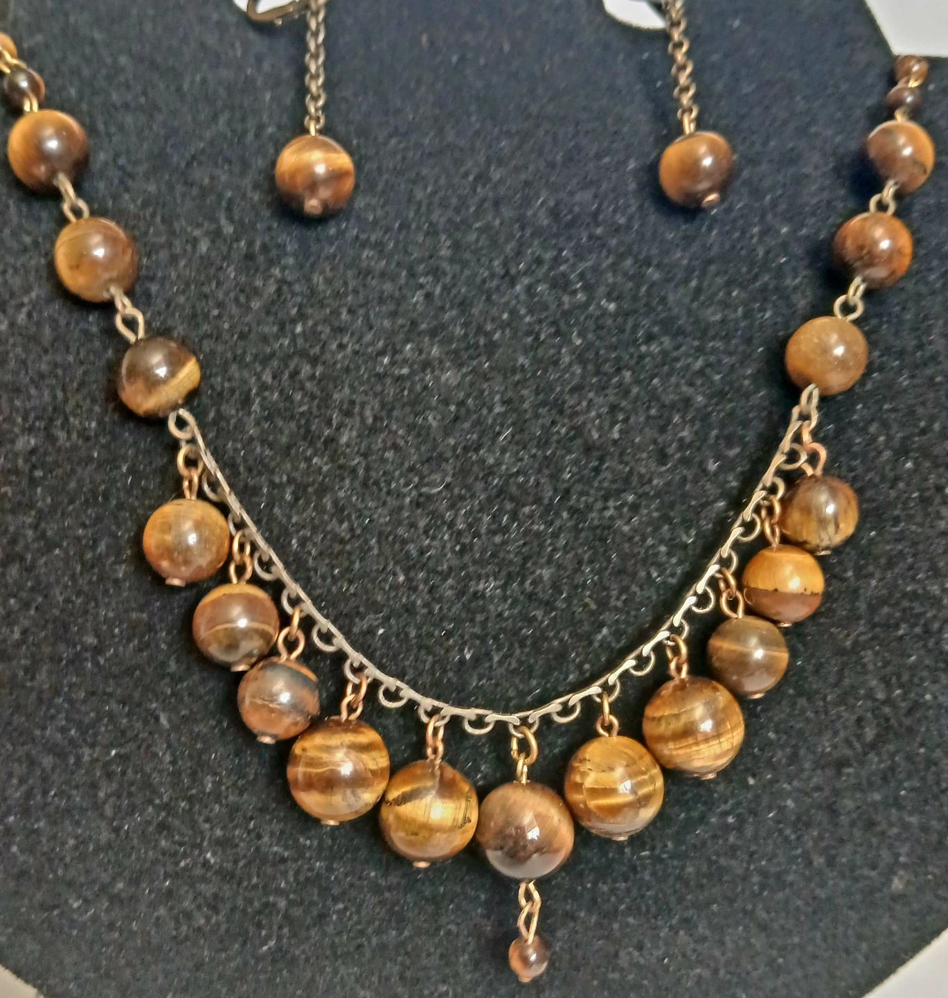 Tiger Eye Beaded Necklace and Earring Set - photo 4