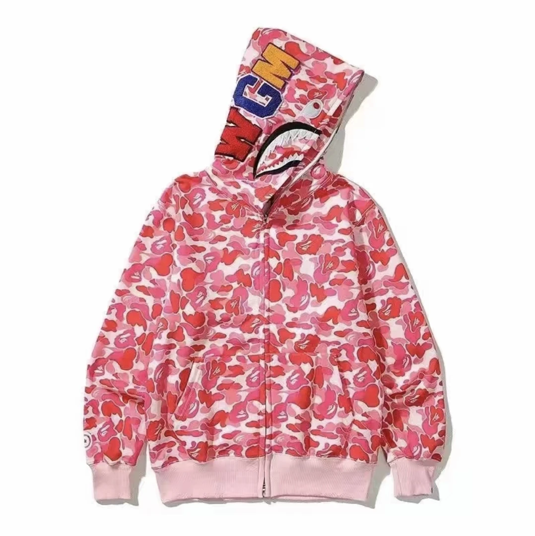 BAPE Shark Full Zip Hoodie Pink Camo