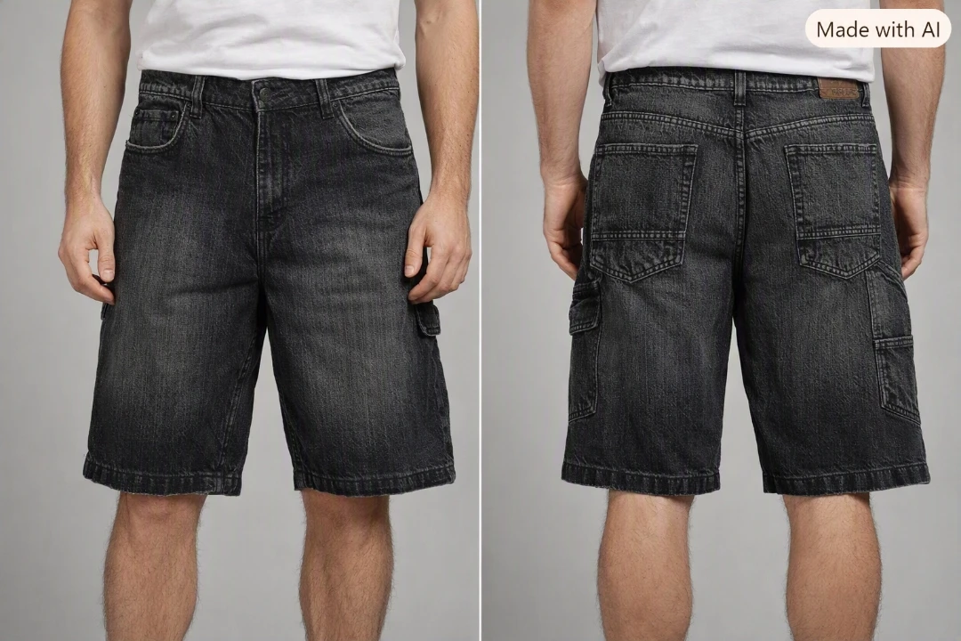 Bongo Jeans Men's Cargo Denim Shorts Black Wash. Size 34