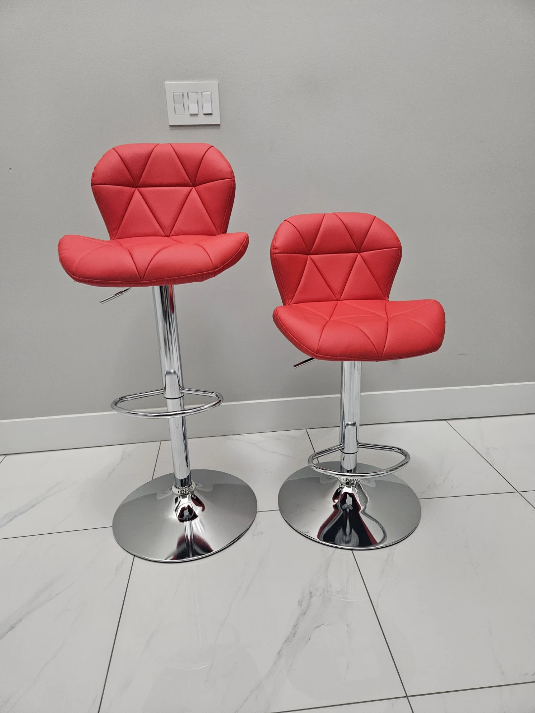 Pair of Red Adjustable Bar Stools - photo 3