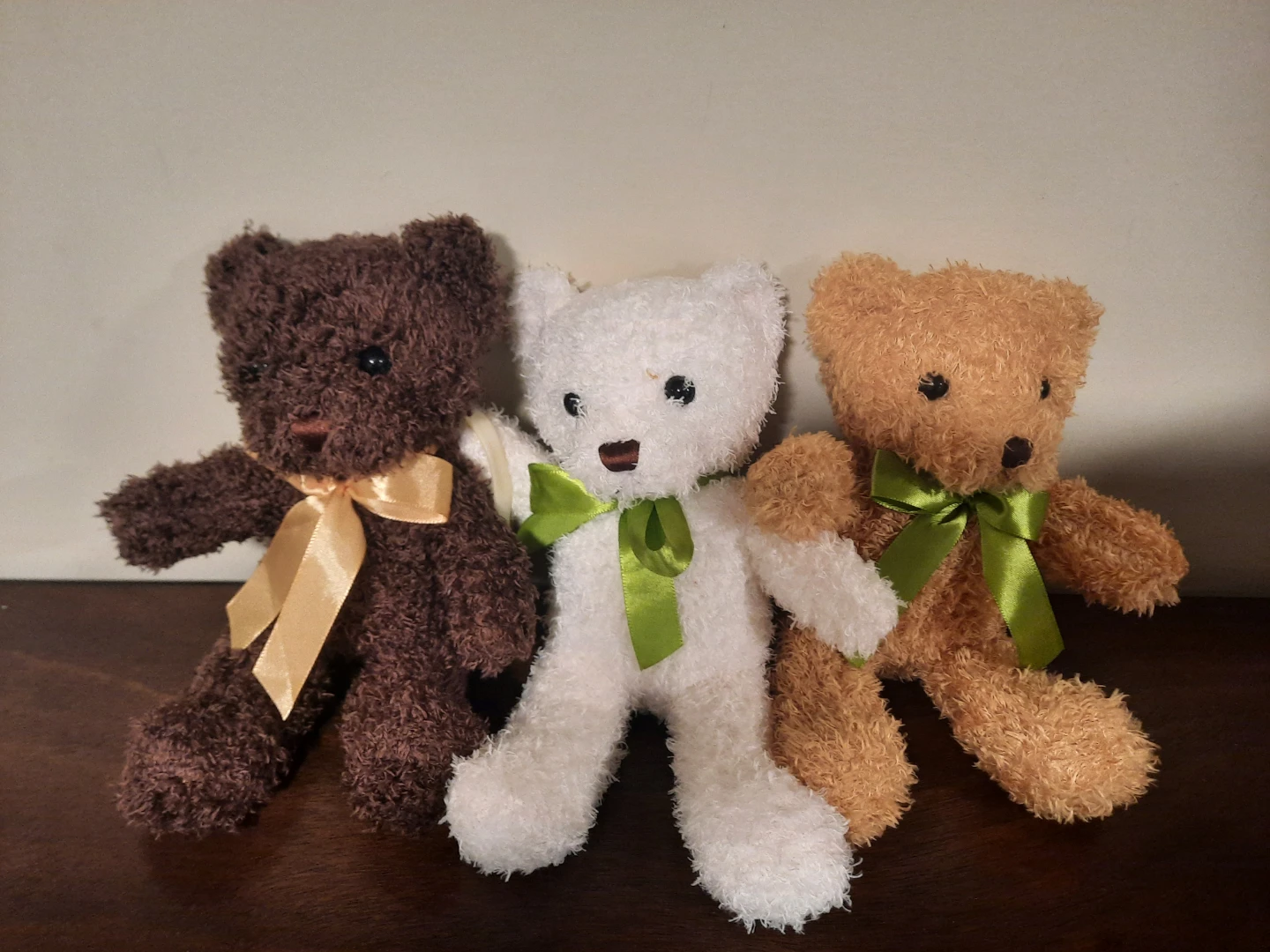 3 Teddy Bears - Brown, White, Tan