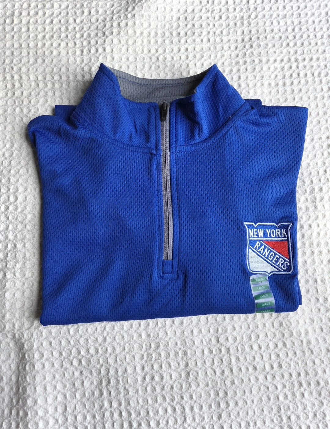 NWOT - NY Rangers NHL Men's Size L 1/4 Zip Pullover Blue/Gray - photo 3