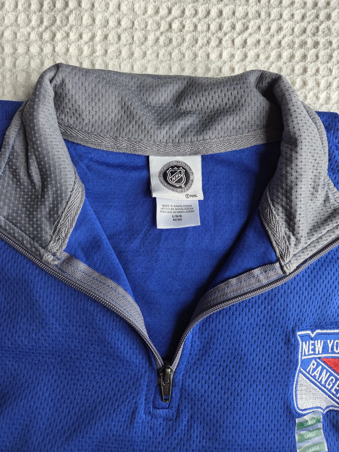 NWOT - NY Rangers NHL Men's Size L 1/4 Zip Pullover Blue/Gray - photo 4