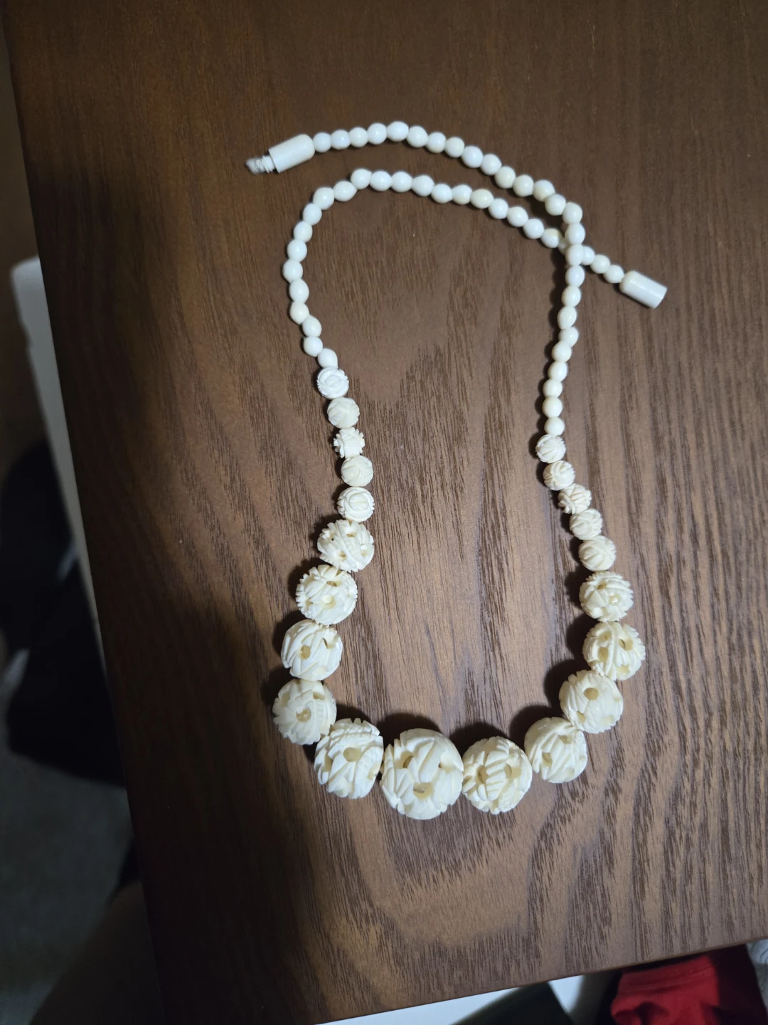 Vintage Carved Bead Necklace