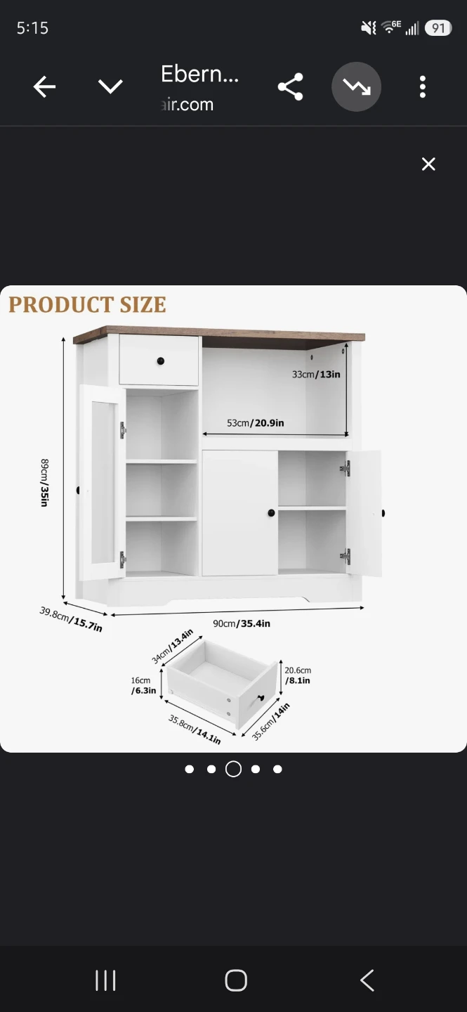 White Storage Cabinet with Drawer and Doors - photo 3