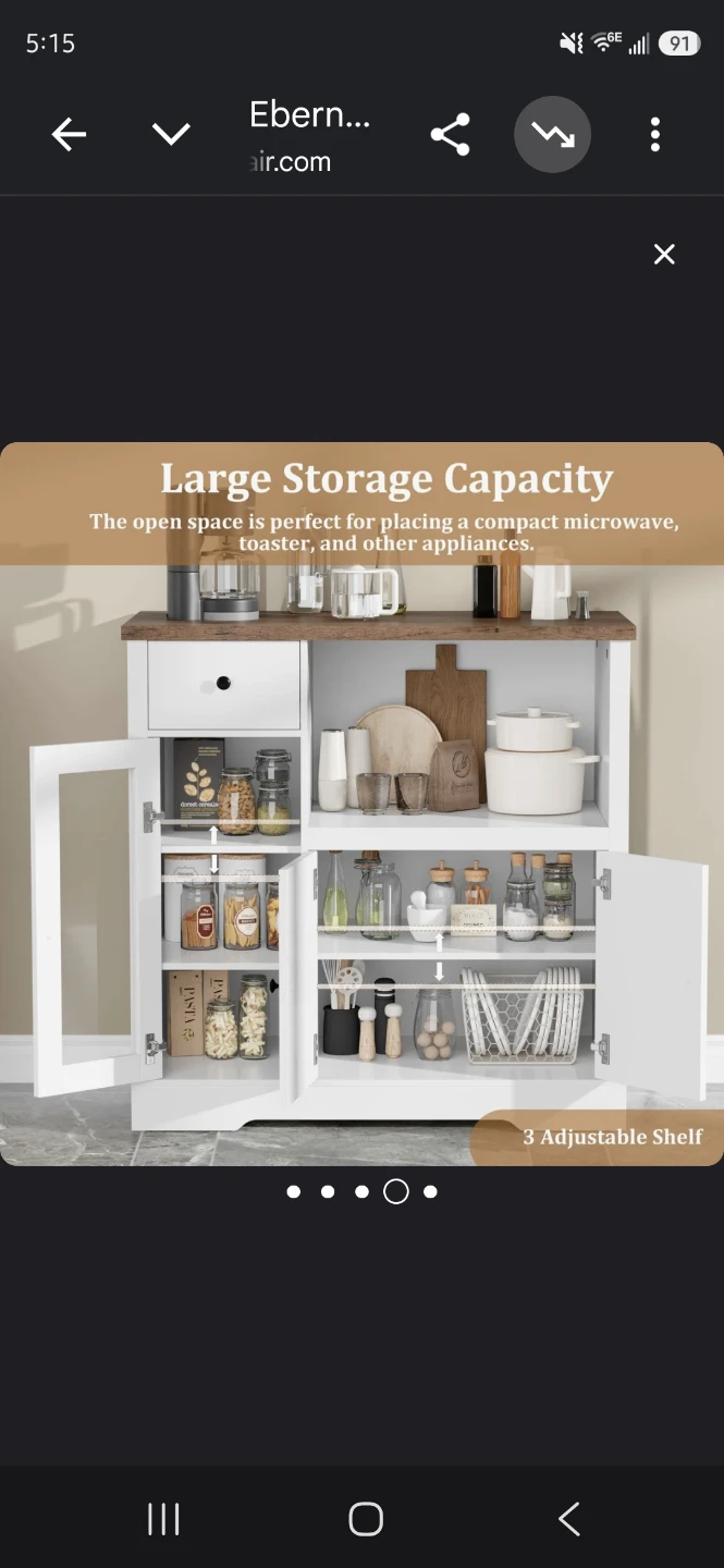 White Storage Cabinet with Drawer and Doors - photo 4
