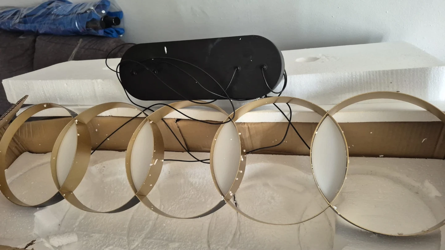 Modern LED Ring Pendant Light in Black and Gold - photo 5