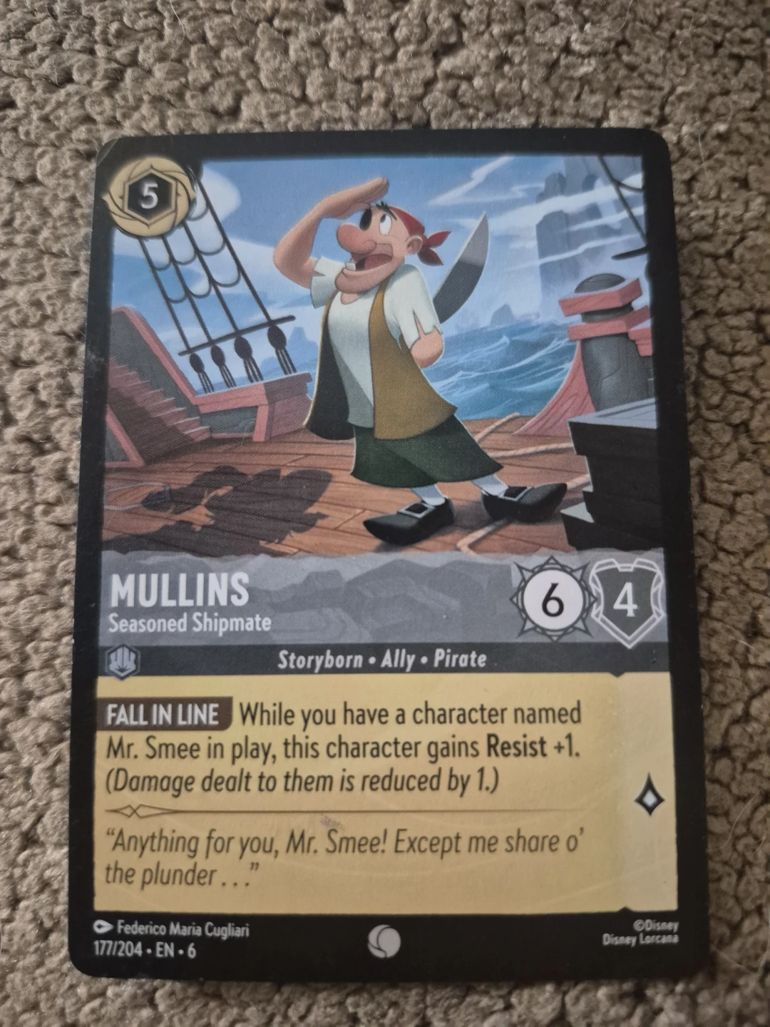 Disney Lorcana Mullins Seasoned Shipmate Card