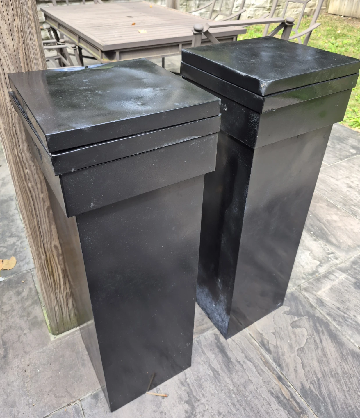 Pair of Black Outdoor Planter Pedestals