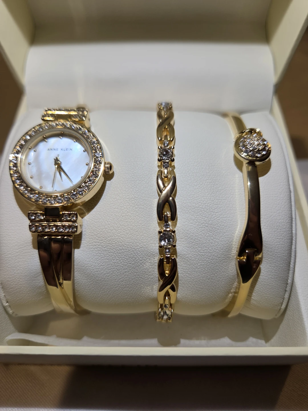 Anne Klein Women's Accented Bangle Watch and Bracelet Set