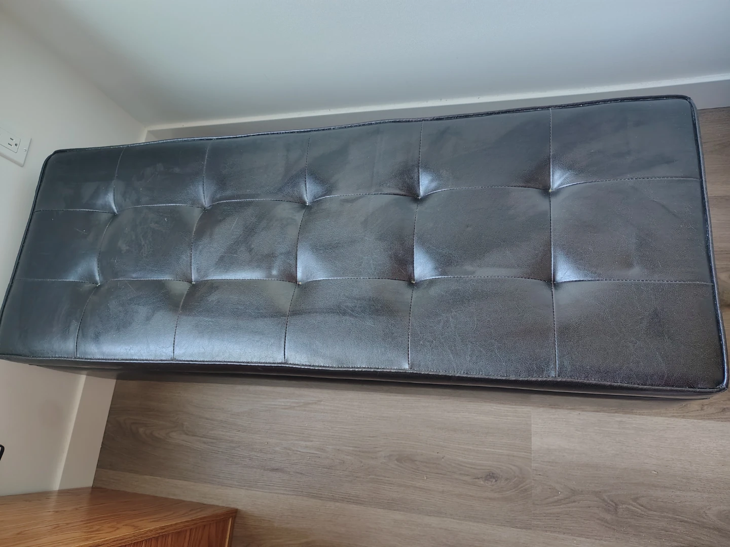 Black Faux Leather Storage Ottoman Bench - photo 2