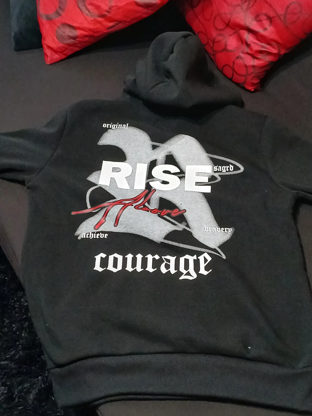 RISE hoodie with inspirational message medium Black - photo 4