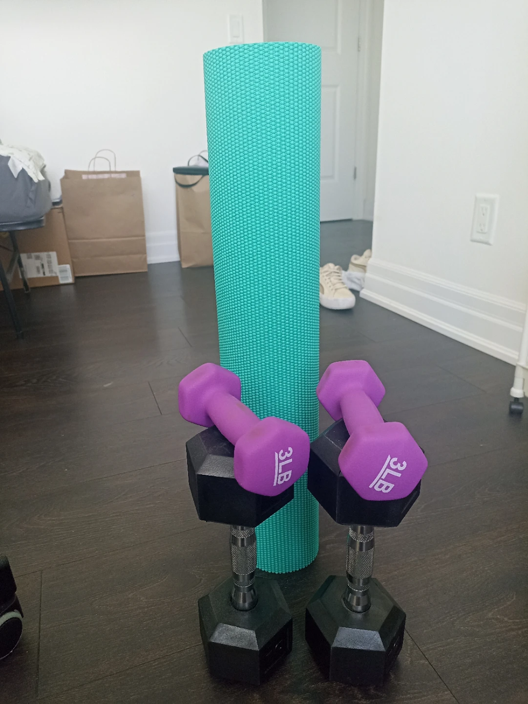 Two 3lb, two 10lb Dumbbells and Yoga Mat