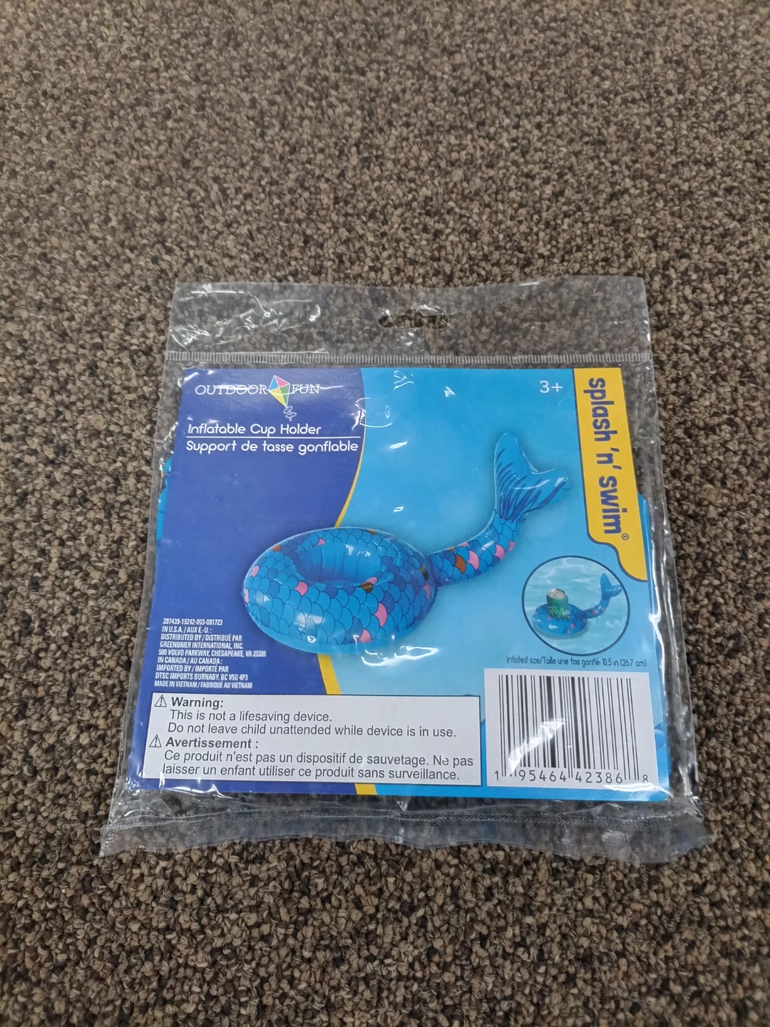 Outdoor Fun “Splash ’n’ Swim” Mermaid Tail Inflatable Cup Holder