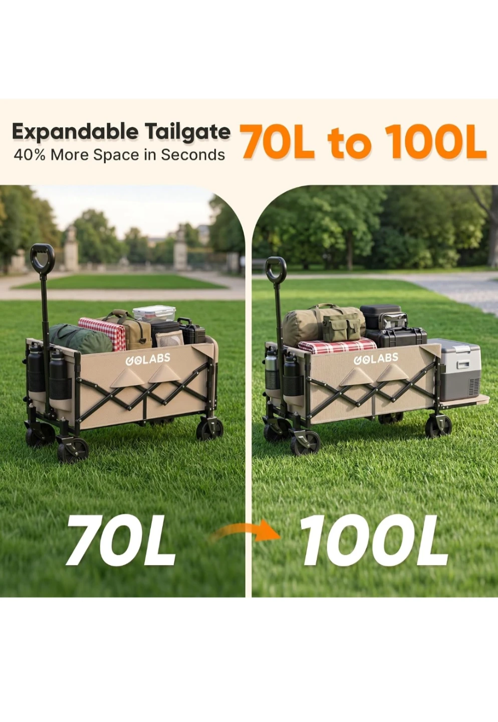 GOLABS Expandable Tailgate Wagon 70L to 100L