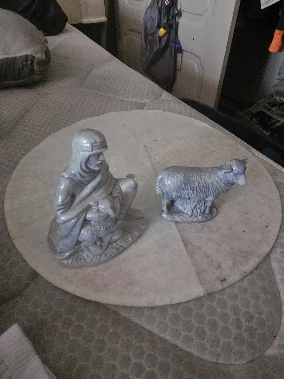 Vintage Blue Ceramic Nativity Scene Figurines - photo 4