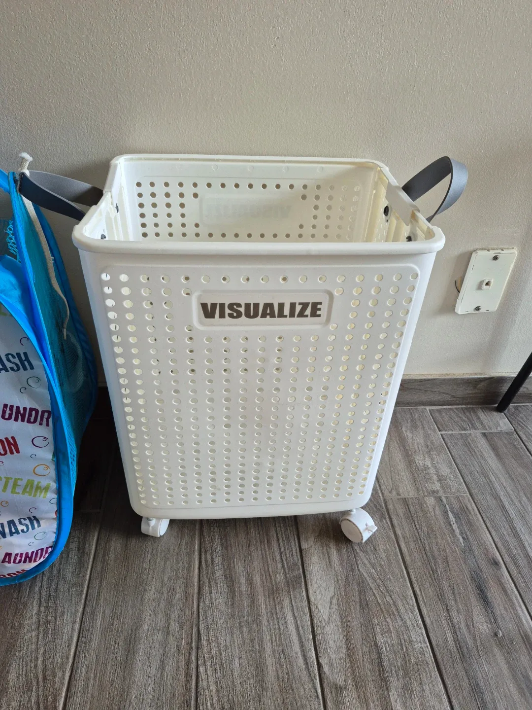 White Laundry Basket with Wheels