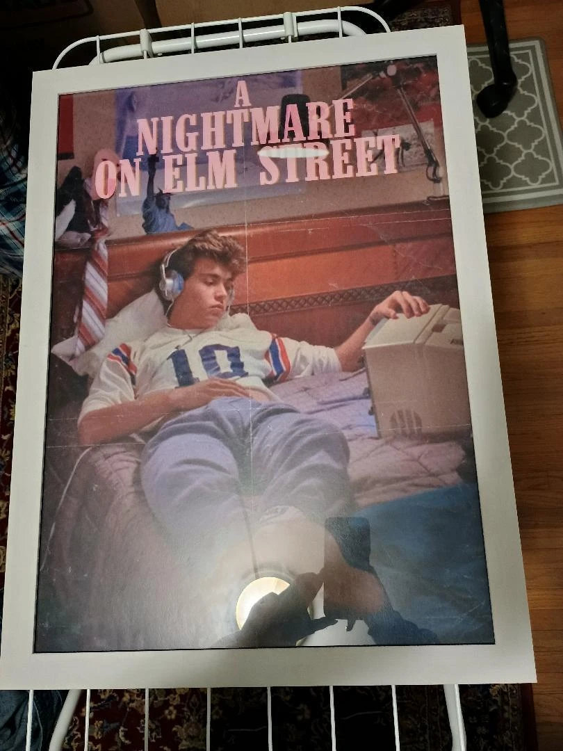 A Nightmare on Elm Street Movie Poster, custom white wood frame