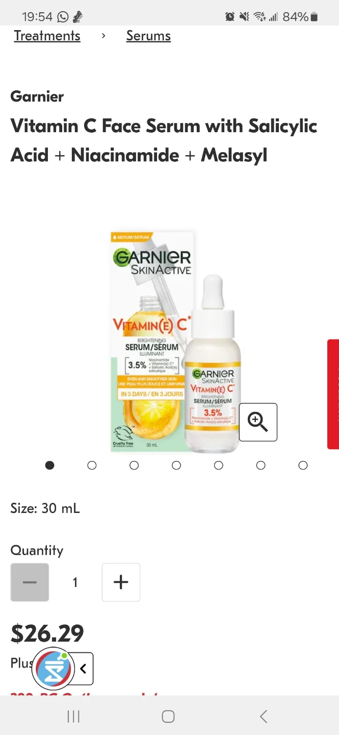 Garnier Vitamin C, Niacinamide, Salicylic Acid Face Serums (New)