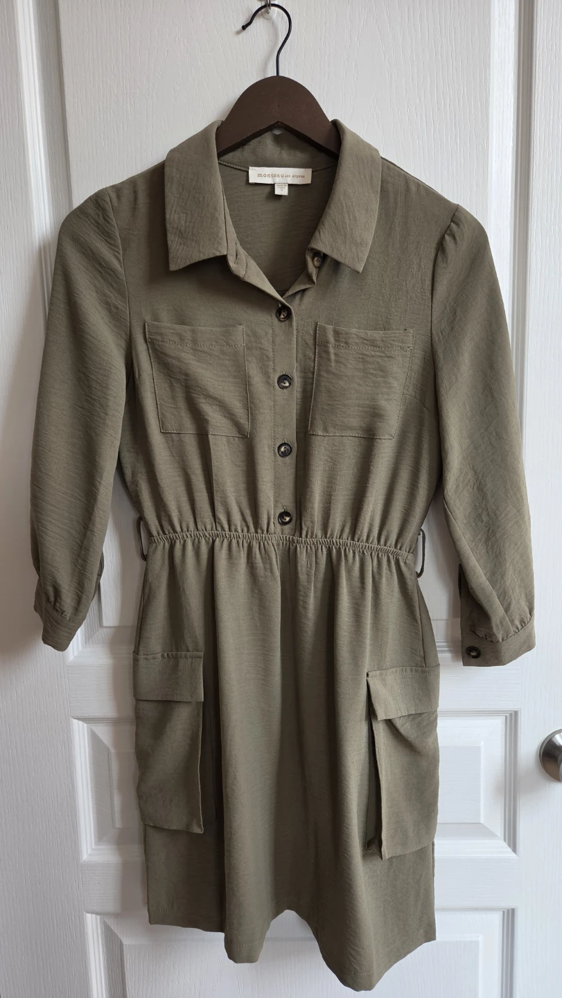 Monteau Los Angeles Olive Green Utility Dress - Size S