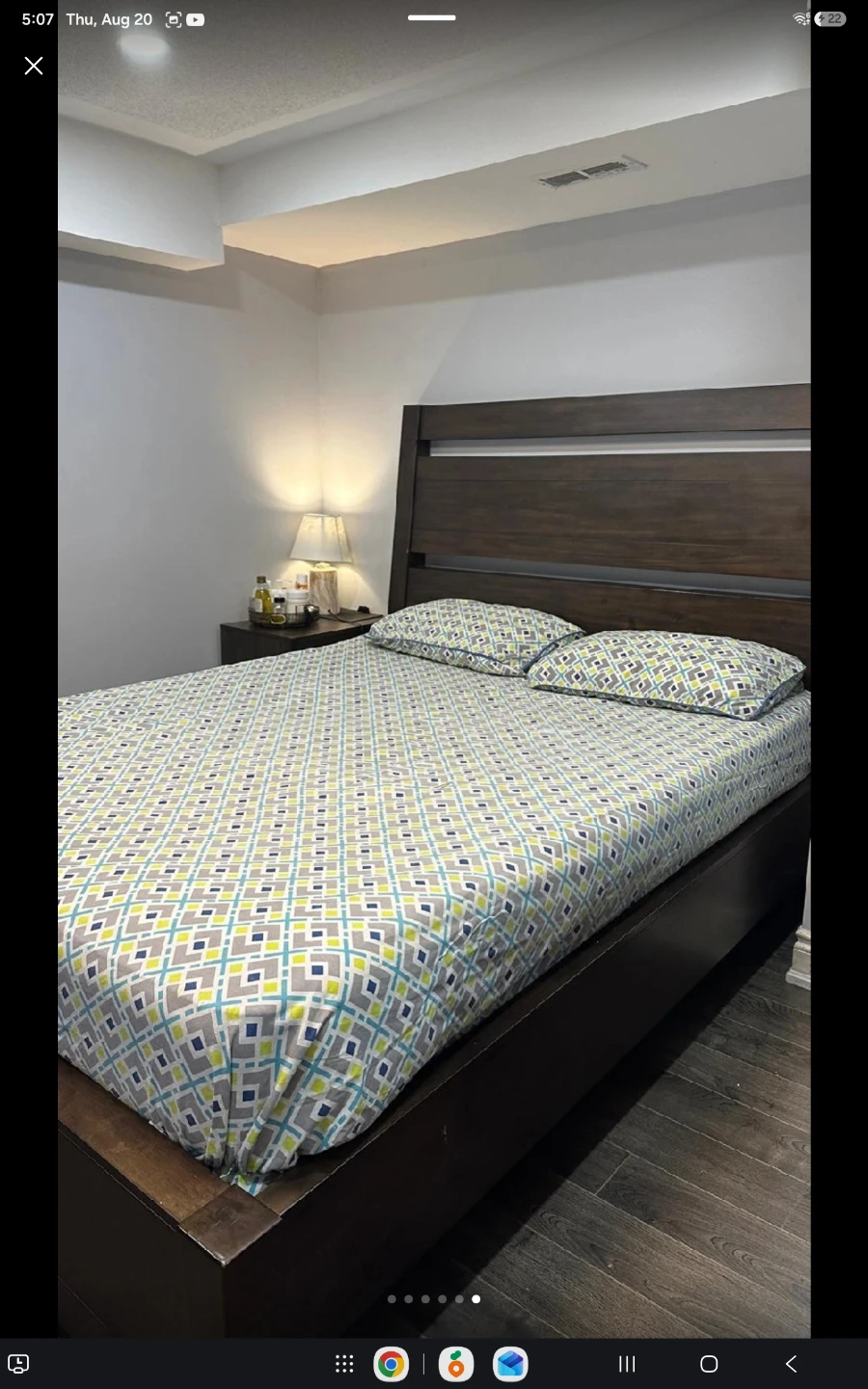 Dark Wood Queen Bed Frame with Headboard