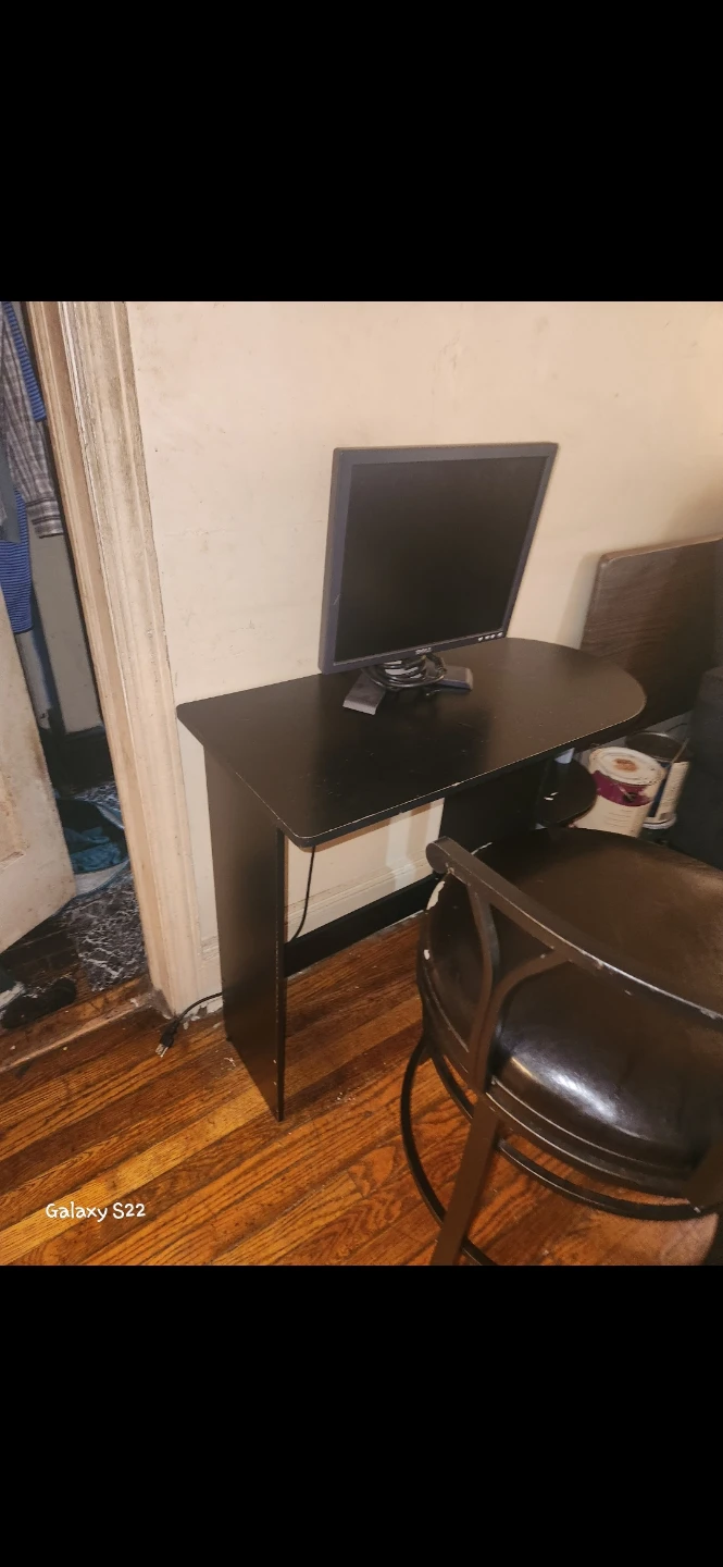 Black Computer Desk Set – Includes Swivel Chair Dell Monitor - photo 2