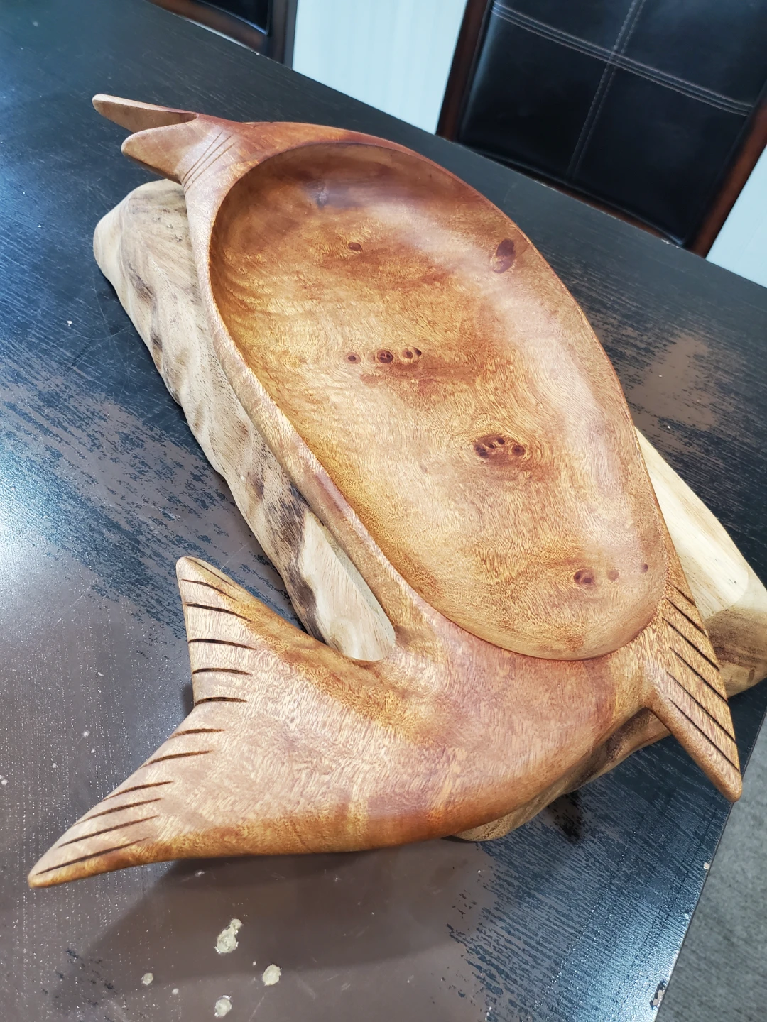 Wooden Fish Carving Bowl - photo 2
