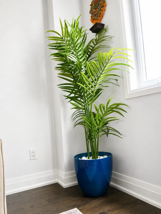Artificial Palm Plant in Blue Pot