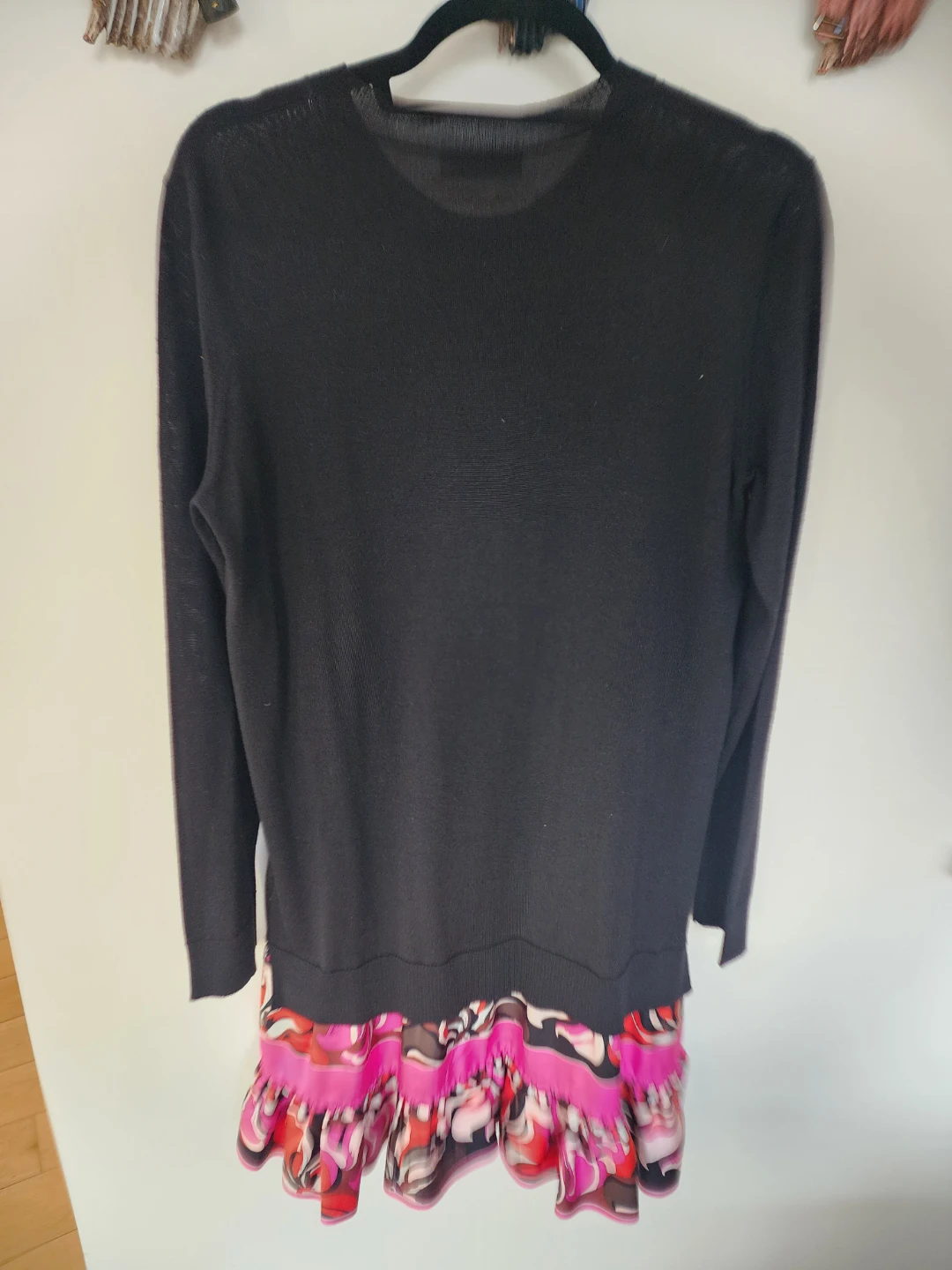 Emilio Pucci Black Knit Dress with Print Skirt