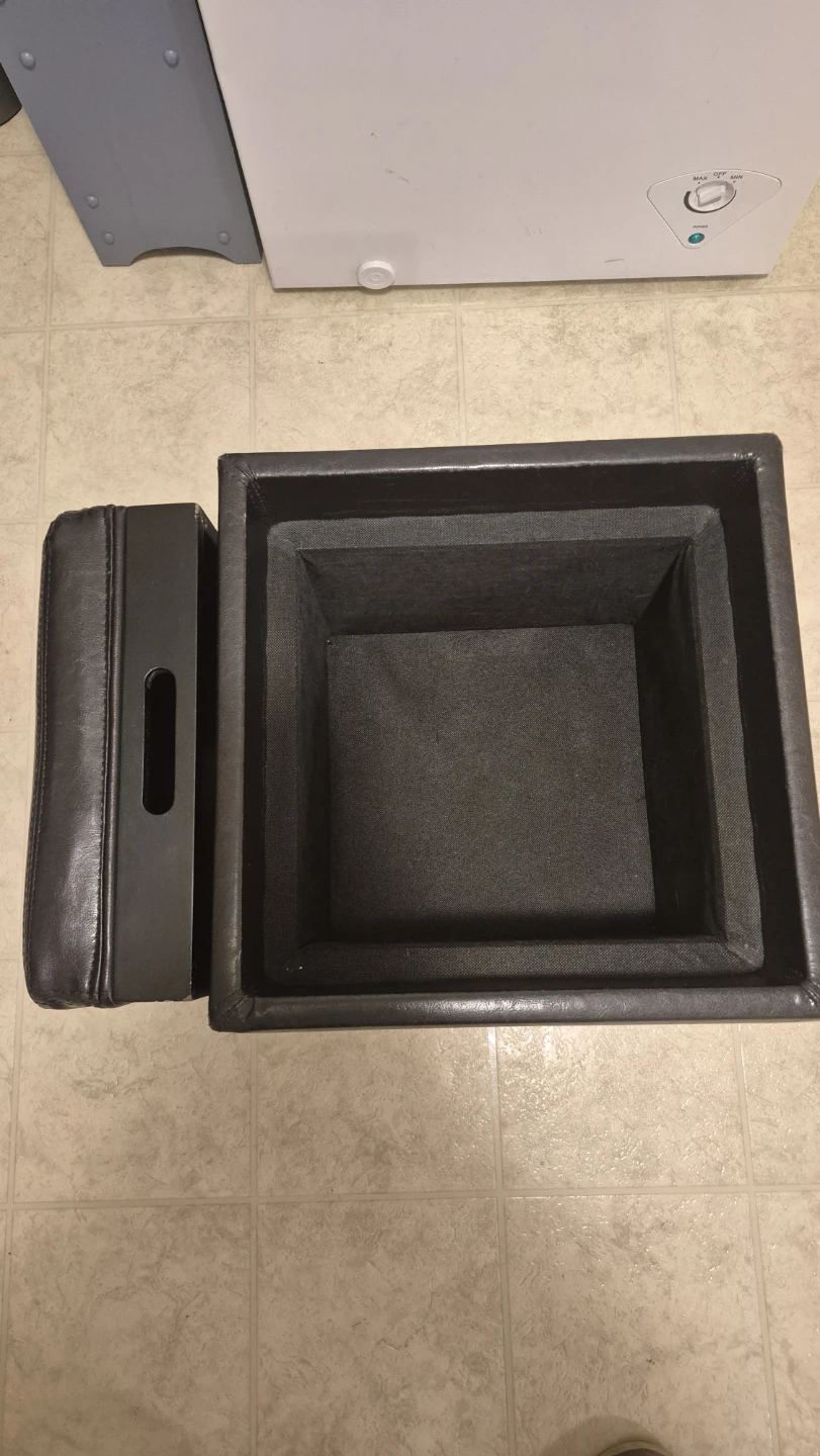 Black Faux Leather Storage Ottoman - photo 4