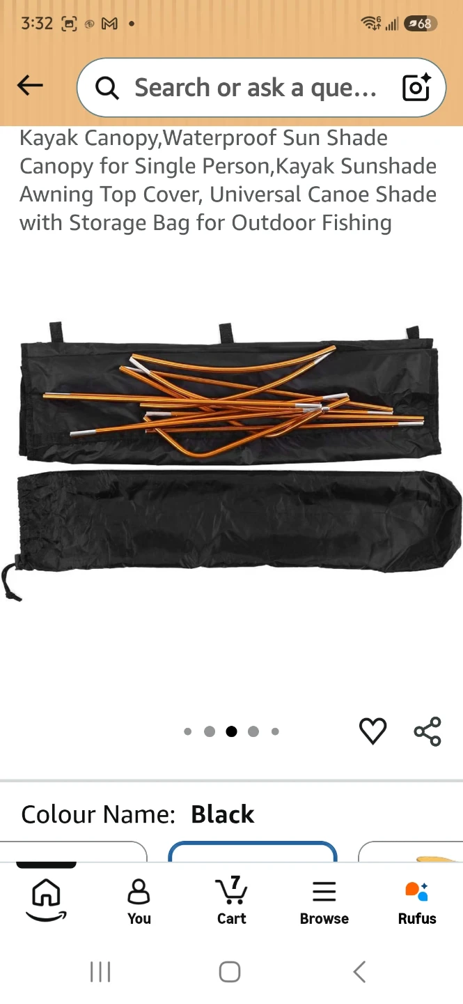Black Kayak Canopy Sunshade Never Used  Costs $59 plus tax - photo 4