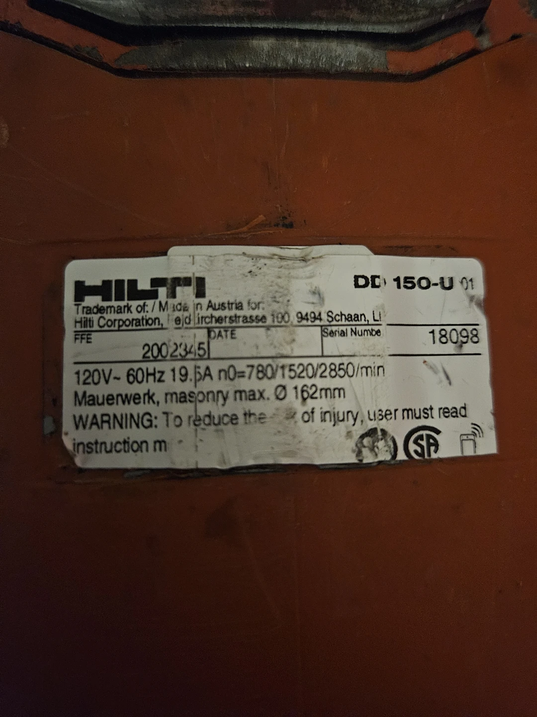 Hilti DD 150-U Diamond Coring Rig Motor - photo 3
