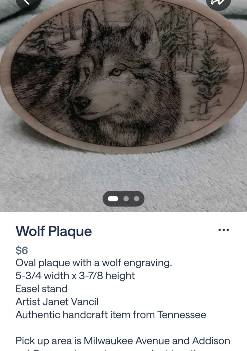 Oval Wolf Engraving Plaque - photo 4