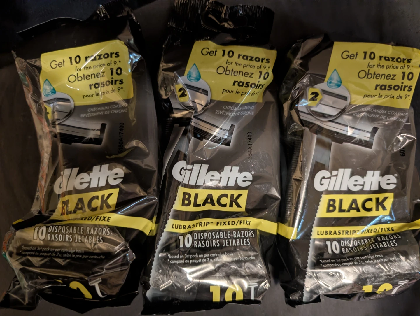 Gillette Black Disposable Razors $3.50 ea or all 3 packs for $10