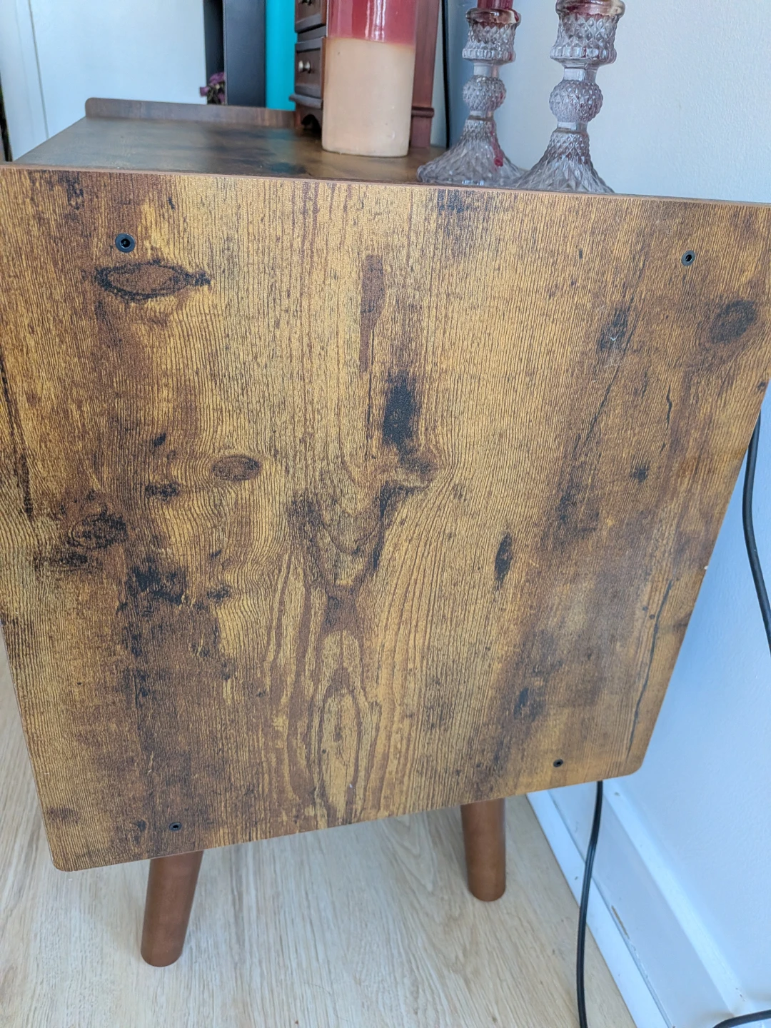Rustic brown wooden record player stand - photo 5