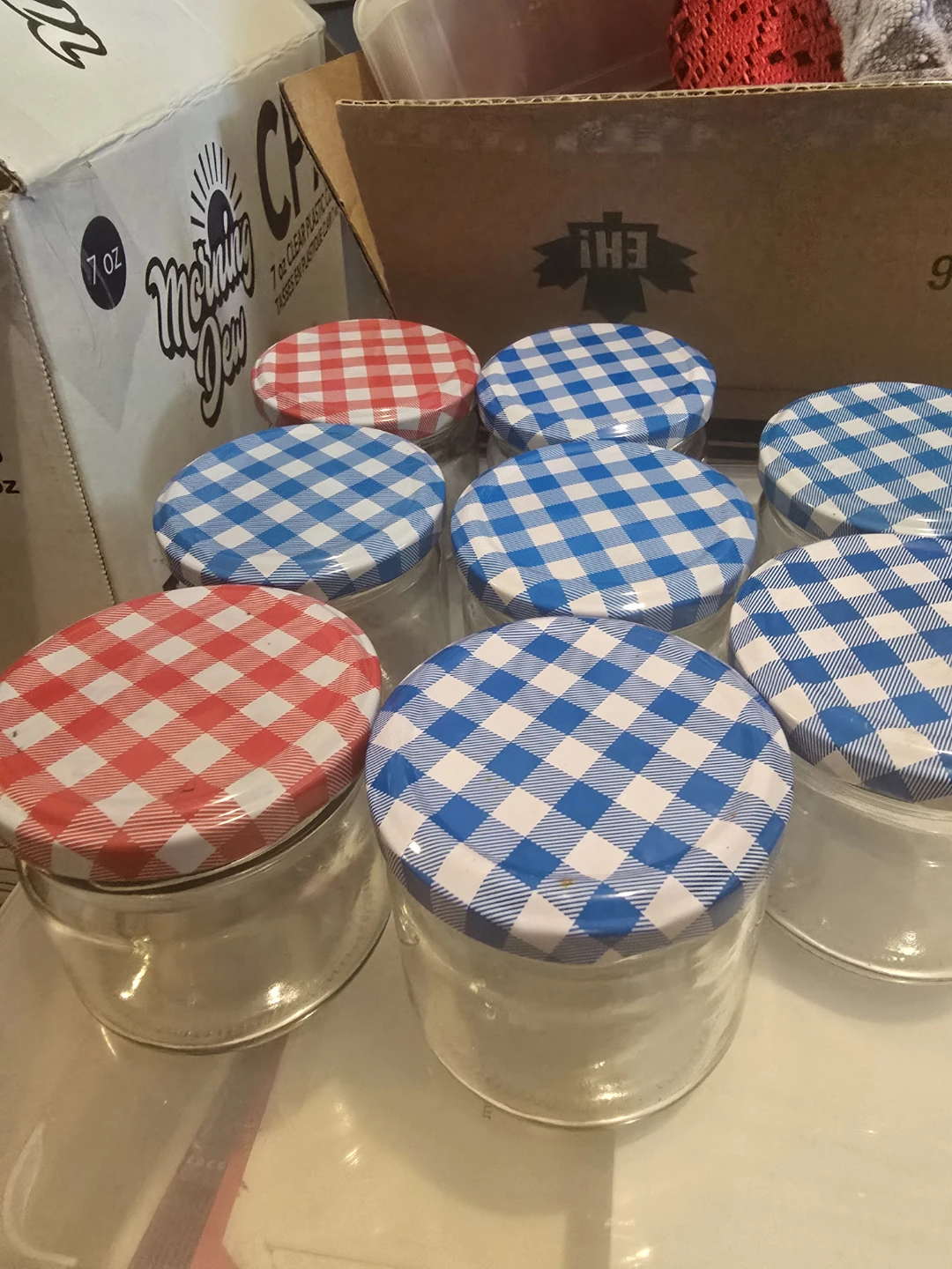 Set of Glass Jars with Gingham Lids - photo 4
