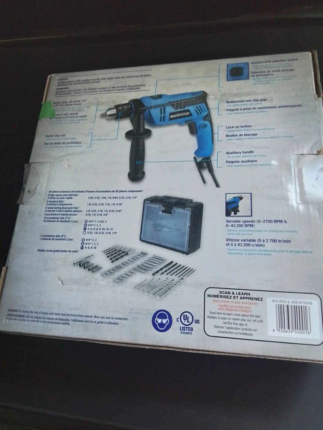 Mastercraft Corded Hammer Drill with 50-Piece Accessory Kit - photo 3