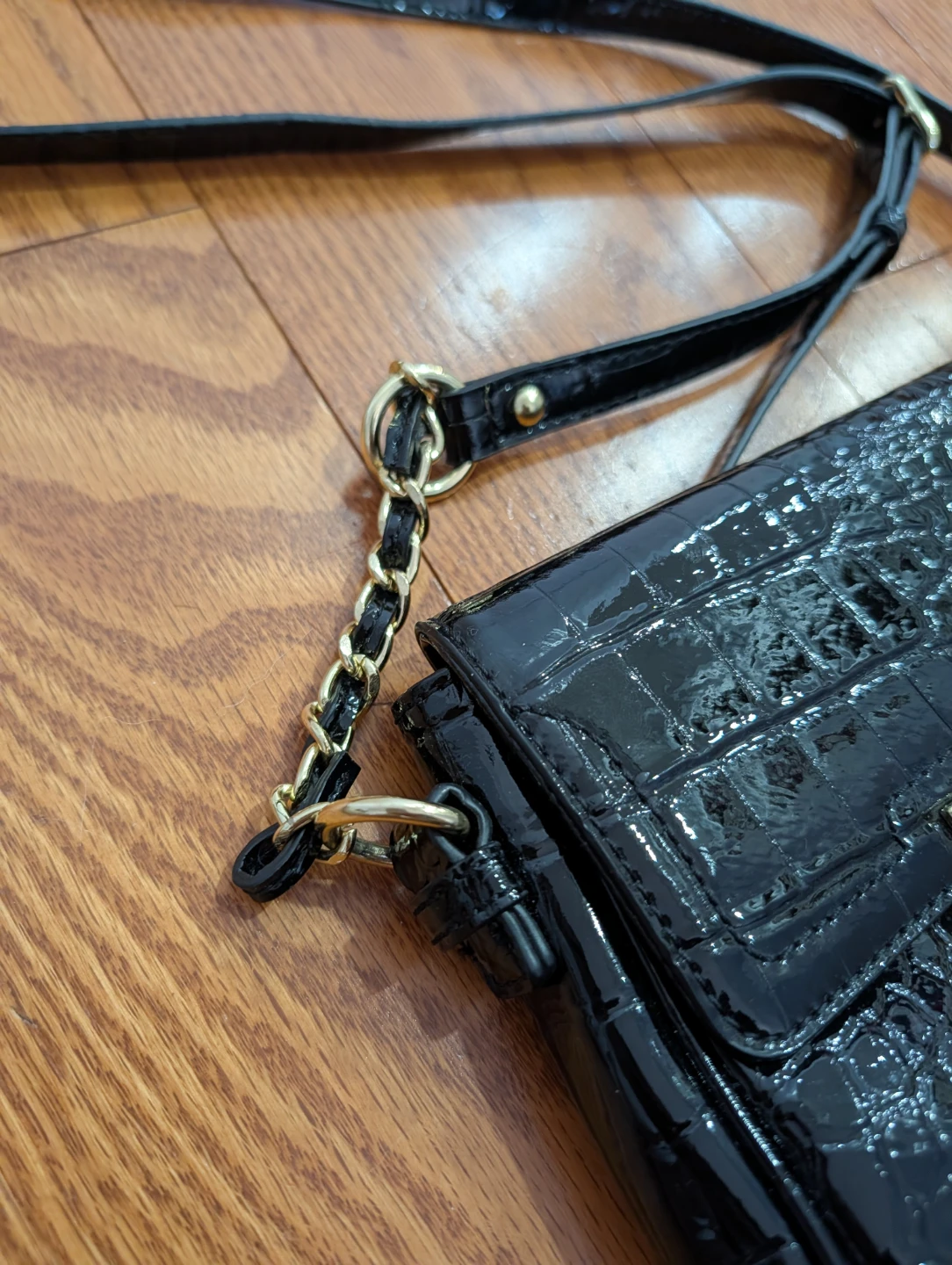 Nine West Black Patent Crocodile Crossbody Bag - photo 3