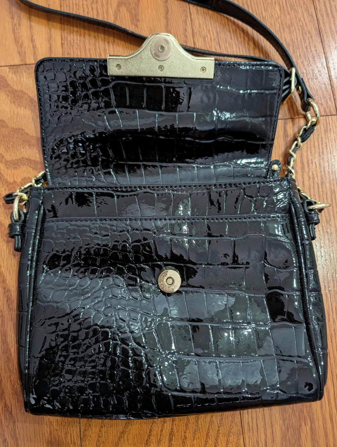 Nine West Black Patent Crocodile Crossbody Bag - photo 4