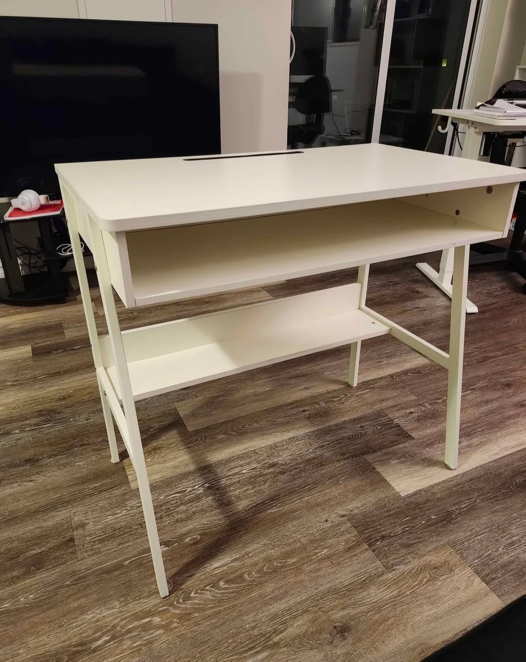 IKEA White Desk with Storage Shelf - photo 2