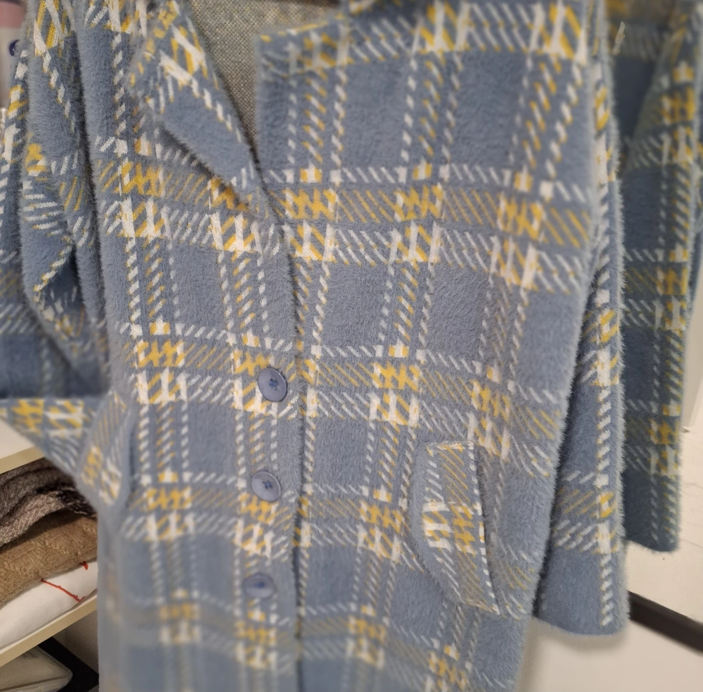 Blue Plaid Fuzzy Cardigan Jacket - photo 2