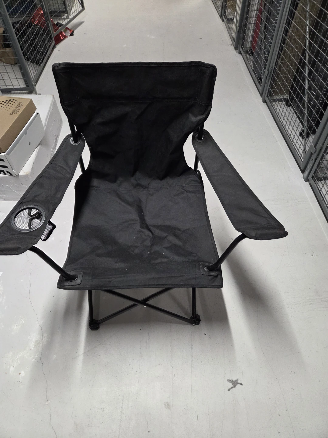 Black Folding Camp Chair with Cup Holder