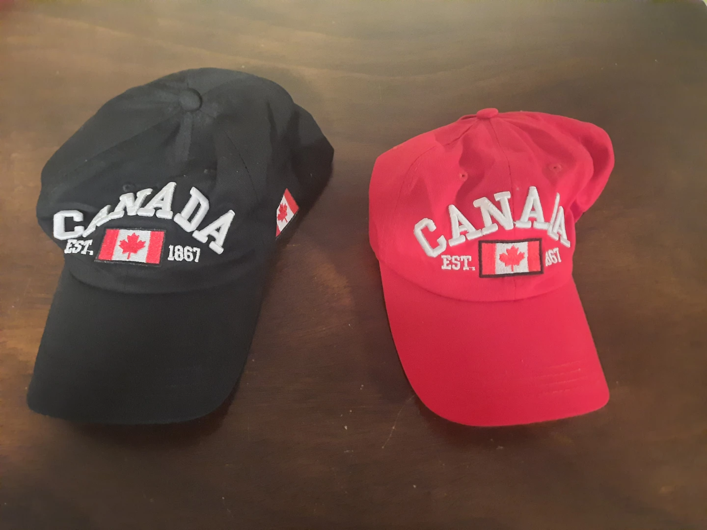 Canada Est. 1867 Baseball Caps (Red & Black)