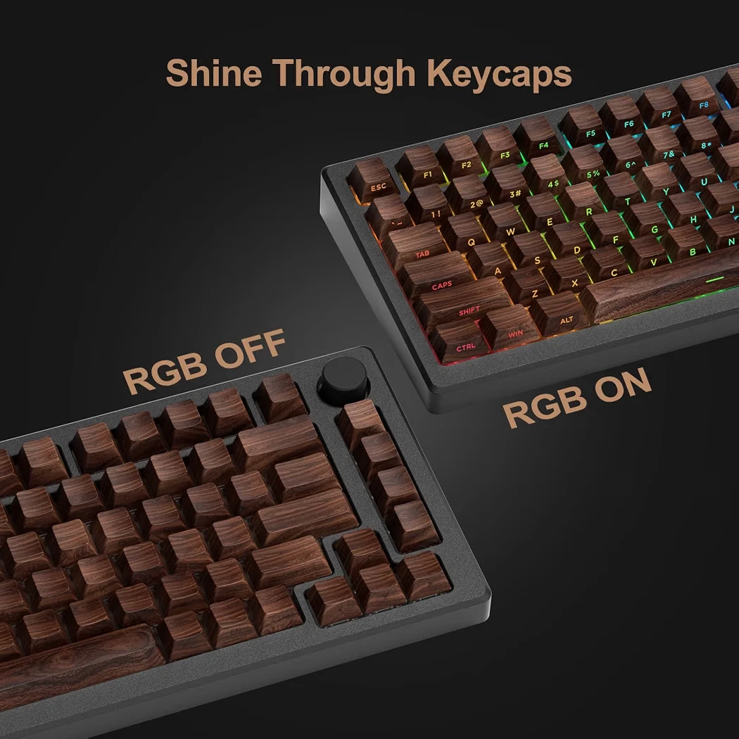 XVX walnut texture / wood pattern PBT keyboard keycaps - photo 2